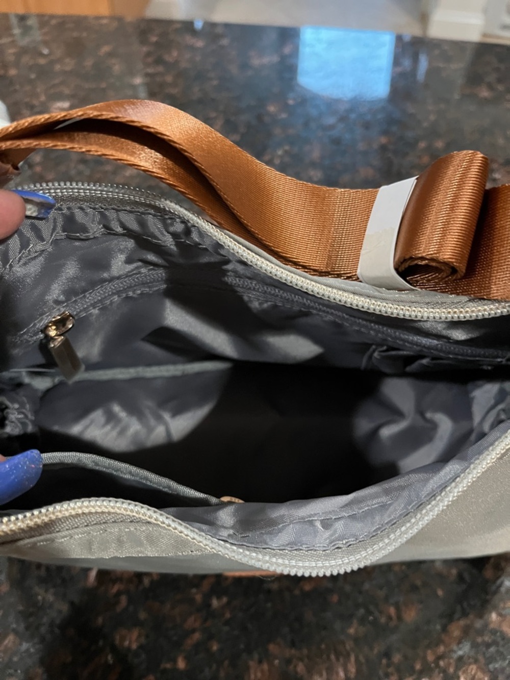 Nordace Gray Crossbody with Brown Trim NWT - Picture 5 of 8